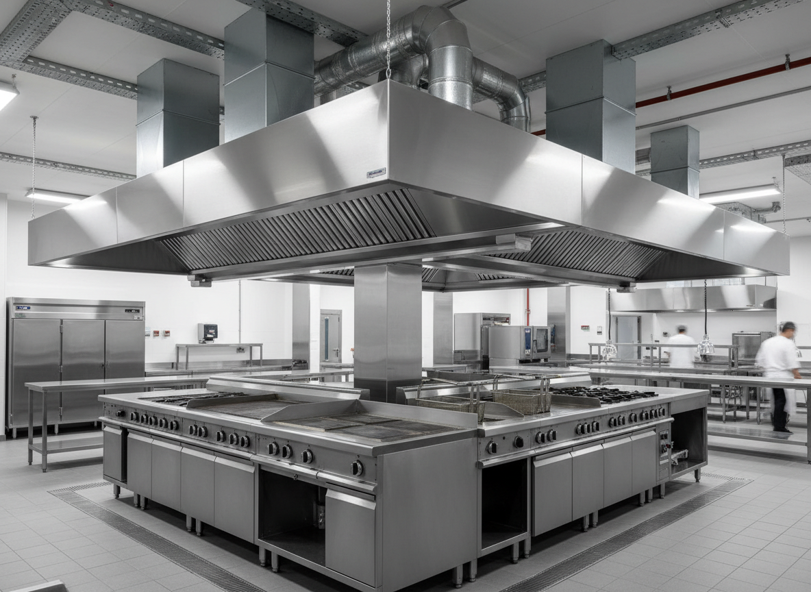 Completed stainless steel exhaust hood installation